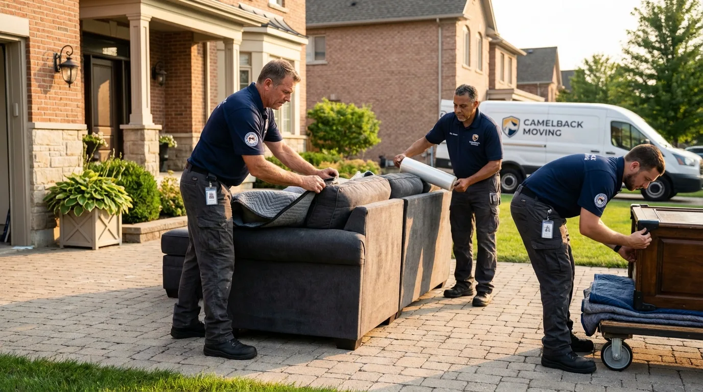 Large estate moving crew wrapping furniture in Chinle, AZ